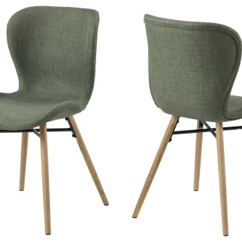 Scaun Batilda -A1, Actona, 47x53x82.5 cm, poliester/lemn de stejar, verde imagine