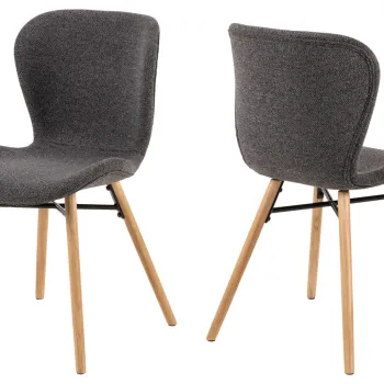 Scaun Batilda -A1, Actona, 47x53x82.5 cm, tesatura Boucle/lemn de stejar, antracit imagine