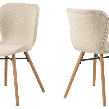 Scaun Batilda -A1, Actona, 47x53x82.5 cm, tesatura Boucle/lemn de stejar, crem imagine