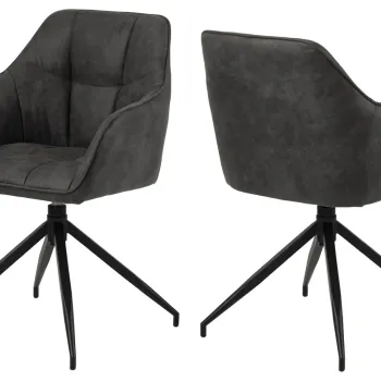 Scaun Brenda, Actona, 58x54.5x84.5 cm, rotativ, poliester/otel, antracit imagine