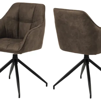 Scaun Brenda, Actona, 58x54.5x84.5 cm, rotativ, poliester/otel, maro deschis imagine