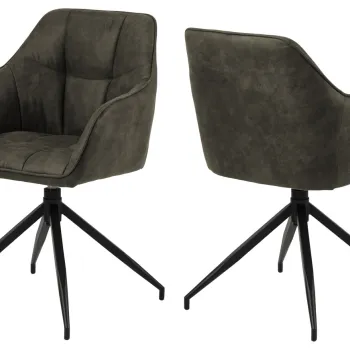 Scaun Brenda, Actona, 58x54.5x84.5 cm, rotativ, poliester/otel, verde olive imagine