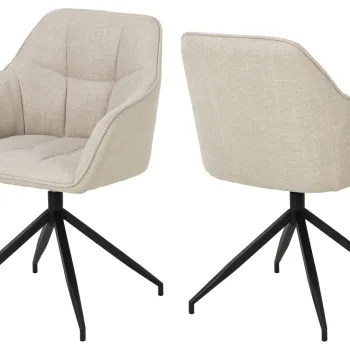 Scaun Brenda, Actona, 58x54.5x84.5 cm, rotativ, tesatura structurata/otel, bej imagine