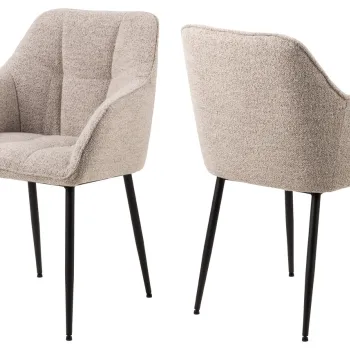 Scaun Brenda, Actona, 59x54.5x84.5 cm, tesatura Boucle/otel, bej imagine