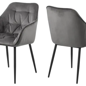 Scaun Brooke, Actona, 58x55x83 cm, catifea/otel, gri inchis imagine