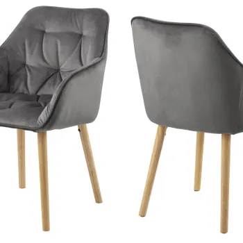 Scaun Brooke, Actona, 58x57x83 cm, catifea/lemn de cauciuc, gri inchis imagine