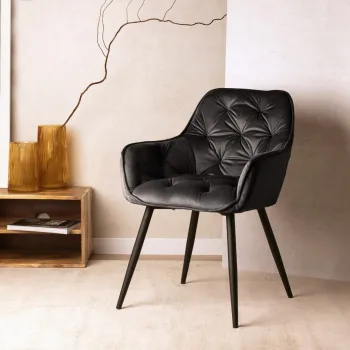 Scaun Cherry, Homla, 57x63x84 cm, metal/catifea din poliester, negru imagine