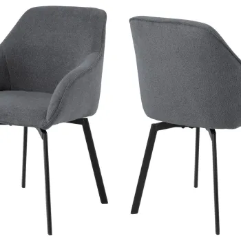 Scaun Clara, Actona, 58.5x55.5x83.5 cm, rotativ, tesatura structurata/otel, antracit imagine