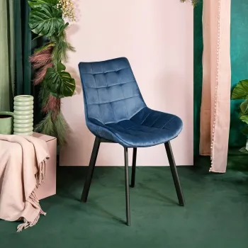 Scaun Colin, Homla, 63x51x88 cm, metal/catifea, albastru imagine