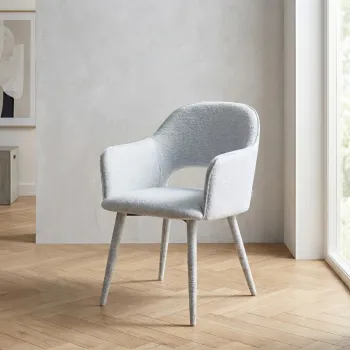Scaun Conte, Homla, 55x62x85 cm, metal/poliester, gri deschis imagine