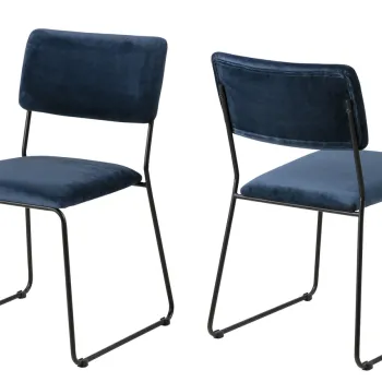 Scaun Cornelia, Actona, 50x53.5x80 cm, catifea/otel, bleumarin imagine