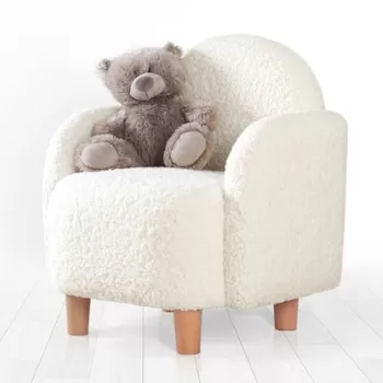 Scaun cu aripi pentru copii, Fluffe, 209FLF1116, Blana artificiala, Alb imagine