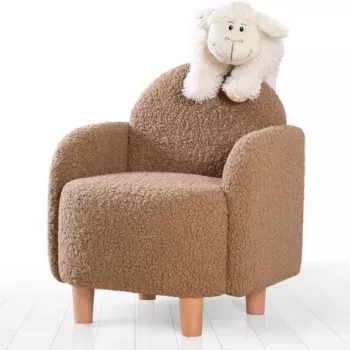 Scaun cu aripi pentru copii, Fluffe, 209FLF1117, Blana artificiala, Cafea imagine