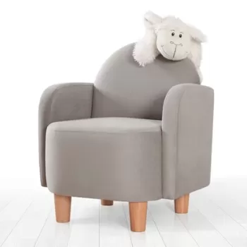 Scaun cu aripi pentru copii, Fluffe, 209FLF1118, Bumbac, Gri imagine
