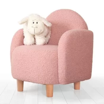 Scaun cu aripi pentru copii, Fluffe, 209FLF1119, Blana artificiala, Roz imagine