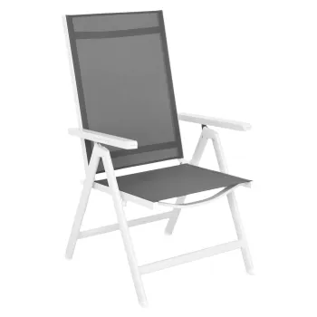 Scaun cu spatar reglabil pentru gradina Malito, 61.5x73x108 cm, aluminiu, alb/gri imagine