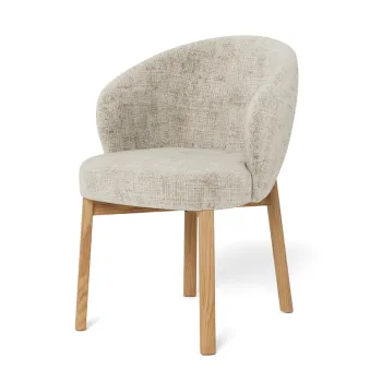 Scaun Darlene, Actona, 55.5x60x80.5 cm, tesatura Chenille/lemn de stejar, bej/natural imagine