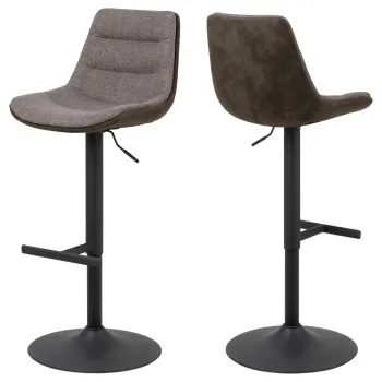 Scaun de bar Adisa, Actona, 47x52.5x95 cm, rotativ, tesatura structurata/otel, gri maro deschis imagine