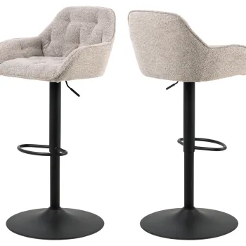 Scaun de bar Brooke, Actona, 52x52x109 cm, rotativ, tesatura Boucle/otel, bej imagine