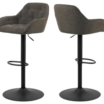 Scaun de bar Brooke, Actona, 52x52x109 cm, rotativ, tesatura Boucle/otel, grej imagine