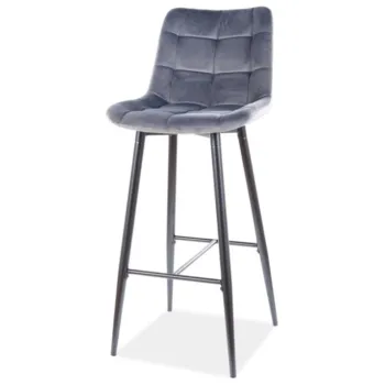 Scaun de bar Chic H-1 Velvet, Signal, 45x37x109 cm, catifea/otel, gri/negru imagine