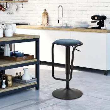 Scaun de bar Destiny, Mauro Ferretti, 41x61 cm, inaltime reglabila, fier/poliester, negru/albastru imagine