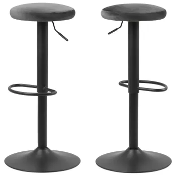 Scaun de bar Finch, Actona, 40x40x82 cm, rotativ, catifea/otel, gri inchis imagine