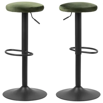 Scaun de bar Finch, Actona, 40x40x82 cm, rotativ, catifea/otel, verde forest imagine