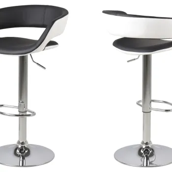 Scaun de bar Grace, Actona, 54.5x48.5x101 cm, rotativ, piele ecologica/otel, negru imagine