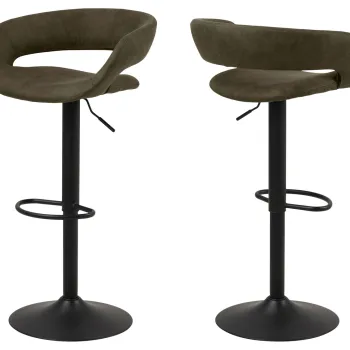 Scaun de bar Grace, Actona, 54.5x48.5x101 cm, rotativ, poliester/otel, verde olive imagine