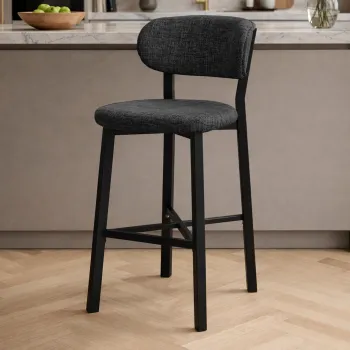 Scaun de bar, Hanah Home, Luna, 42x100x45 cm, Fier/Poliester/In, Antracit imagine