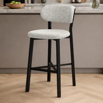 Scaun de bar, Hanah Home, Luna, 42x100x45 cm, Fier/Poliester/In, Crem imagine