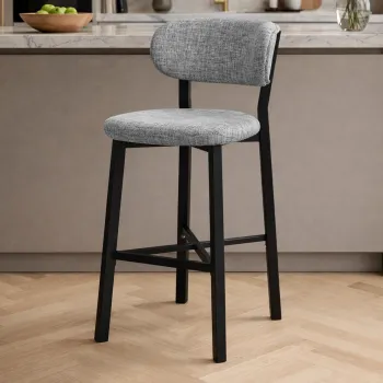 Scaun de bar, Hanah Home, Luna, 42x100x45 cm, Fier/Poliester/In, Gri imagine