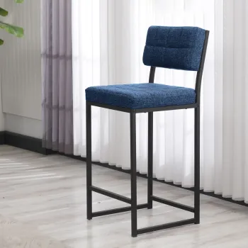 Scaun de bar, Hanah Home, Retro, 40x98x40 cm, Albastru navy imagine