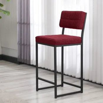 Scaun de bar, Hanah Home, Retro, 40x98x40 cm, Bordo imagine