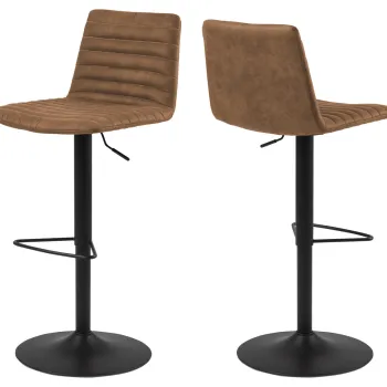 Scaun de bar Kimmy, Actona, 50x46x110.5 cm, rotativ, poliester/otel, camel imagine