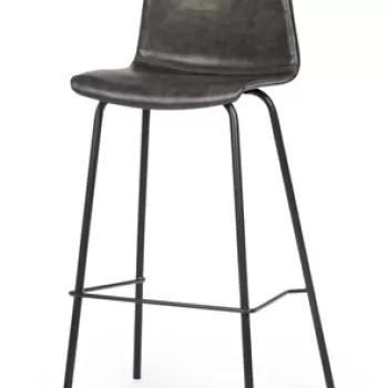Scaun de bar Kyra, Bizzotto, piele ecologica, 39x44x103.5 cm, gri imagine