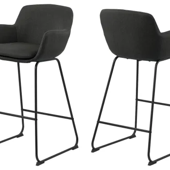 Scaun de bar Lisa, Actona, 52x53x100 cm, poliester/otel, gri inchis imagine