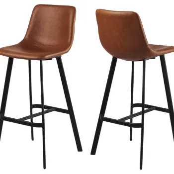 Scaun de bar Oregon, Actona, 46.5x50x103 cm, piele ecologica/otel, brandy retro imagine