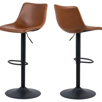 Scaun de bar Oregon, Actona, 47x51x110 cm, rotativ, piele ecologica/otel, brandy imagine