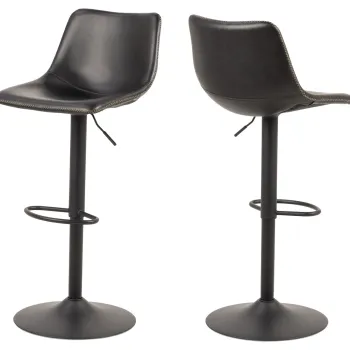 Scaun de bar Oregon, Actona, 47x51x110 cm, rotativ, piele ecologica/otel, negru imagine