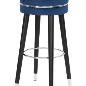 Scaun de bar Paris, Mauro Ferretti, O 35x74 cm, lemn de pin/poliester, albastru/argintiu imagine