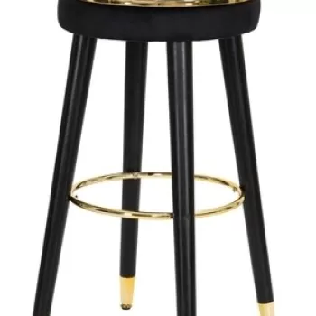 Scaun de bar Paris, Mauro Ferretti, O35x74 cm, catifea, negru/auriu imagine