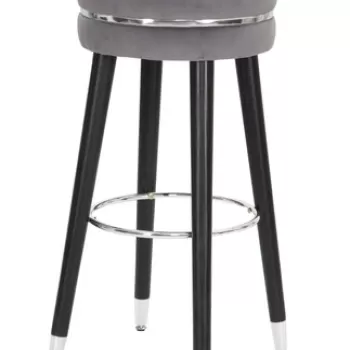 Scaun de bar Paris, Mauro Ferretti, O35x74 cm, lemn de pin/catifea, gri/argintiu imagine