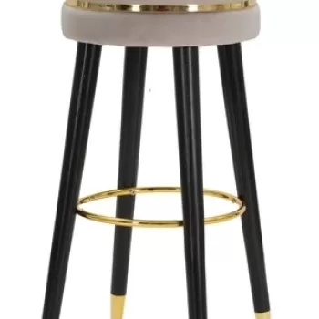 Scaun de bar Paris, Mauro Ferretti, O35x74 cm, lemn de pin/catifea, gri/auriu imagine