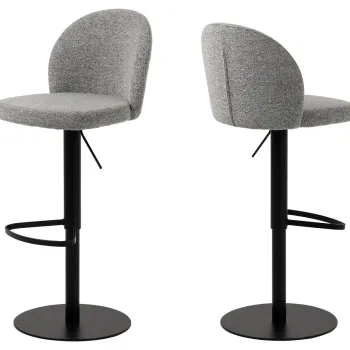 Scaun de bar Patricia, Actona, 44x50x109 cm, rotativ, tesatura Boucle/otel, gri imagine