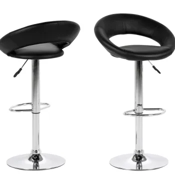 Scaun de bar Plump, Actona, 56x50x100 cm, rotativ, piele ecologica/otel, negru imagine