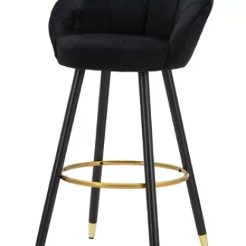 Scaun de bar Prague, Mauro Ferretti, 55x56x104 cm, catifea, negru imagine