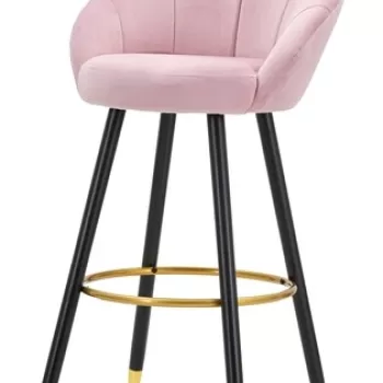 Scaun de bar Prague, Mauro Ferretti, 55x56x104 cm, catifea, rosu imagine