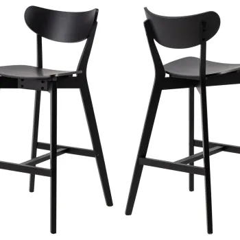 Scaun de bar Roxby, Actona, 45x49x105 cm, lemn de cauciuc, negru mat imagine